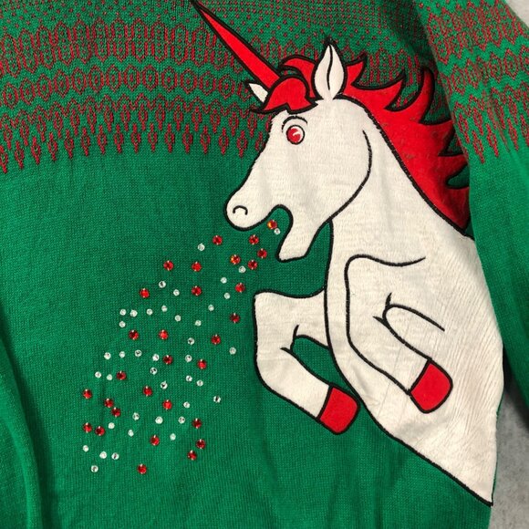 Ugly Christmas Sweater XXL Christmas Unicorn Sweater Mens 100% Cotton 3-D rhines - Picture 2 of 8